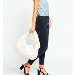 💎💎NWT-Urban Expressions STUNNING Bone Suede Faux-Leather Woven Hobo Bag 💎💎